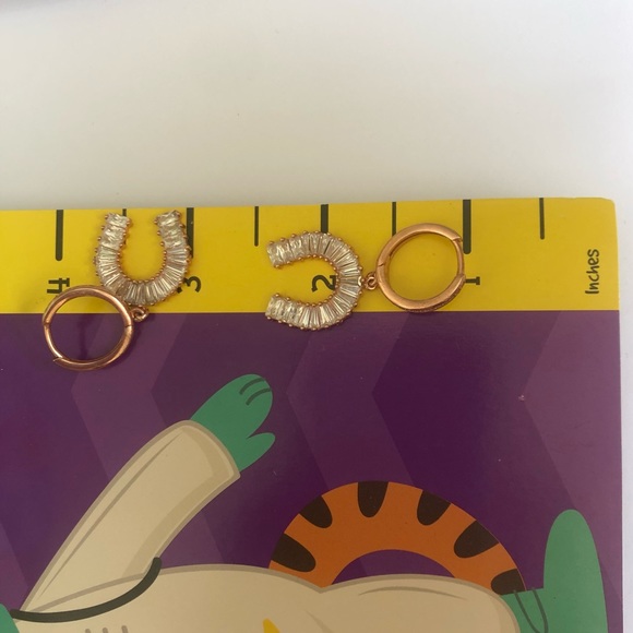 🐴Horseshoe 925 silver crescent earrings 18k yellow gold plated - Picture 2 of 2